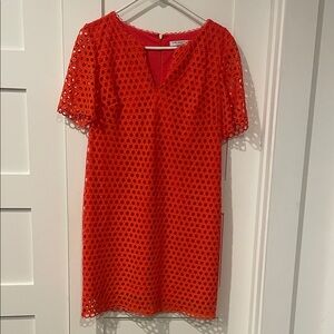 Trina Turk Orange Eyelet Mini Dress